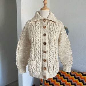 Vintage Eddie Bauer Fisherman Wool Hand Knit Buttoned Cardigan